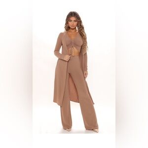 Come Get It 3 Piece Pant Set - Taupe